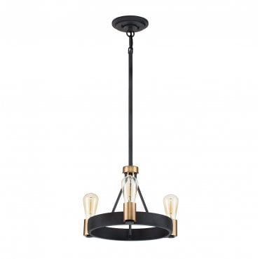 QN-SILAS-3P-DZ Silas 3 Light Pendant/Semi Flush Light in an Aged Zinc and Heritage Brass Finish