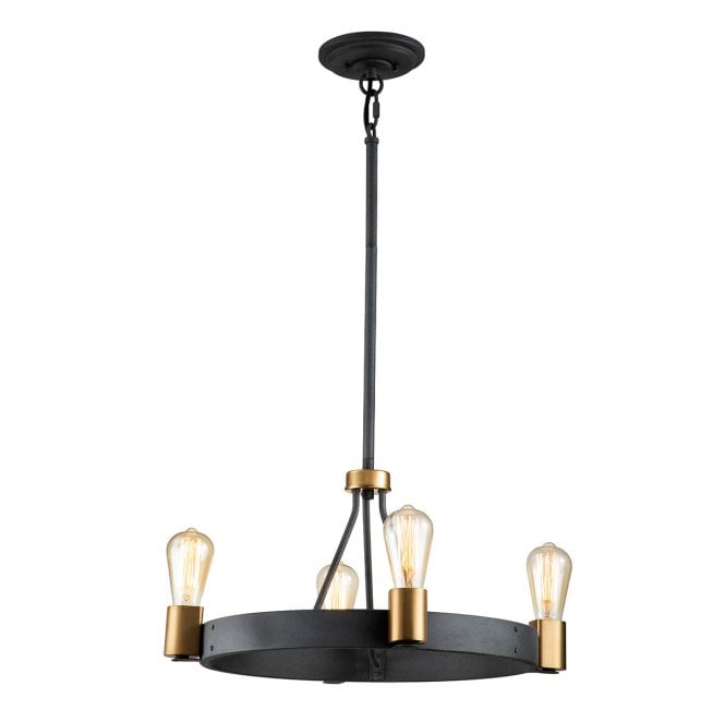 Hinkley QN-SILAS-4P-DZ Silas 4 Light Pendant/Semi Flush Light in an Aged Zinc and Heritage Brass Finish