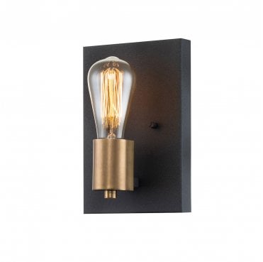 QN-SILAS1-DZ Silas 1 Light Wall Light in an Aged Zinc and Heritage Brass Finish
