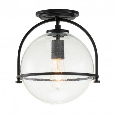 QN-SOMERSET-F-C-BK Somerset 1 Light Flush Mount in a Black Finish