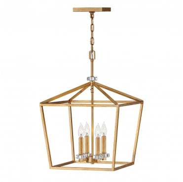 QN-STINSON-4P-L-DBR Stinson 4 Light Large Pendant/Semi Flush in a Distressed Brass Finish