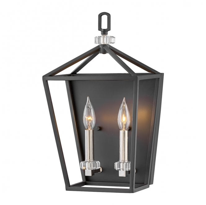 Hinkley QN-STINSON2-BK Stinson 2 Light Wall Light in a Black and Polished Nickel Finish