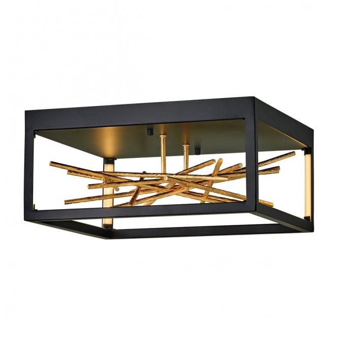 Hinkley QN-STYX-LED-F-BG Styx LED Flush Light in a Black and Gilded Gold Finish