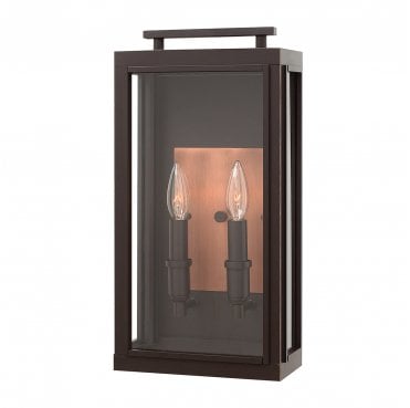 QN-SUTCLIFFE-M-OZ Sutcliffe Outdoor IP44 2 Light Wall Lantern in an Oil Rubbed Bronze and Copper Finish