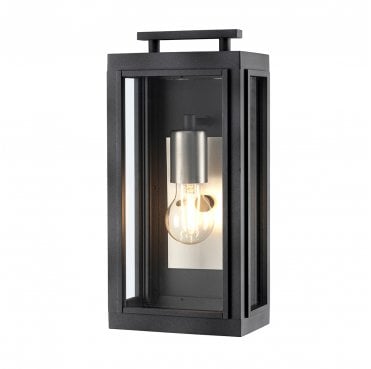 QN-SUTCLIFFE-S-AZ Sutcliffe Outdoor IP44 1 Light Wall Lantern in an Aged Zinc and Antique Nickel Finish