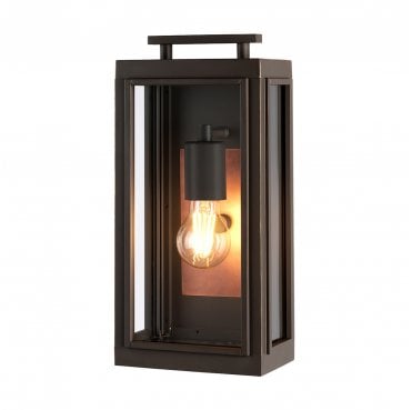 QN-SUTCLIFFE-S-OZ Sutcliffe Outdoor IP44 1 Light Wall Lantern in an Oil Rubbed Bronze and Copper Finish