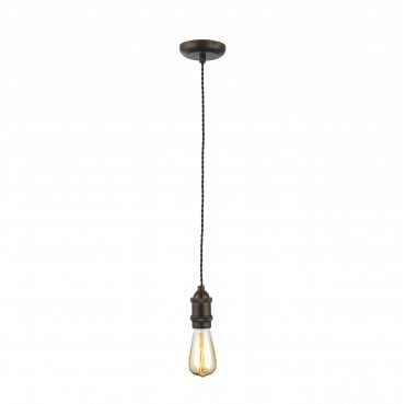 INL-27988-BRZ Dale Flush Lampholder (E27/ES) in a Bronze Cable Set with Black Twisted Cable
