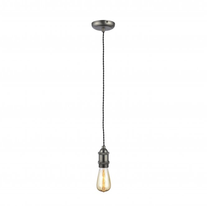 Inlight INL-27988-PEW Dale Flush Lampholder (E27/ES) in a Pewter Cable Set with Black Twisted Cable