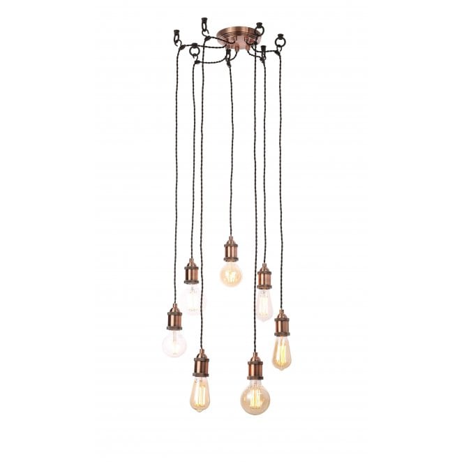 Inlight INL-31789-ACOP Padua 7 Light Ceiling Light in a Copper and Black Finish