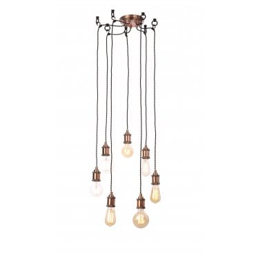 INL-31789-ACOP Padua 7 Light Ceiling Light in a Copper and Black Finish