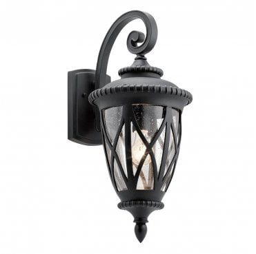 KL-ADMIRALS-COVE-L Admirals Cove Outdoor IP44 1 Light Large Wall Lantern in a Textured Black Finish