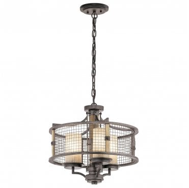 KL-AHRENDALE3 Ahrendale 3 Light Duo-Mount Chandelier in an Anvil Iron Finish