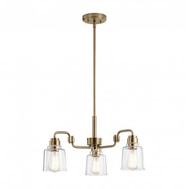KL-AIVIAN3-WBR Aivian 3 Light Chandelier in a Weathered Brass Finish
