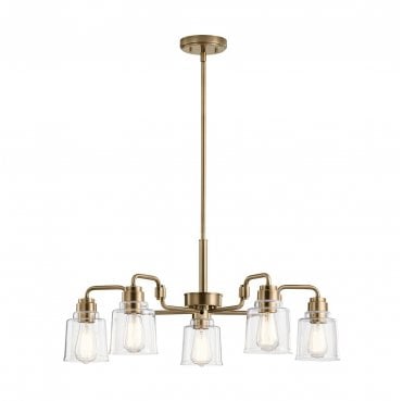 KL-AIVIAN5-WBR Aivian 5 Light Chandelier in a Weathered Brass Finish