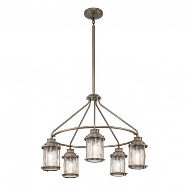 KL-ASHLANDBAY-5P-BU Ashland Bay Outdoor IP44 5 Light Chandelier in a Burnished Bronze Finish