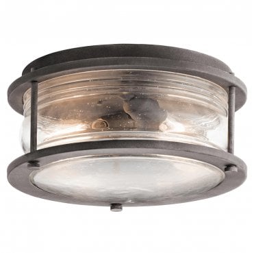 KL-ASHLANDBAY-F Ashland Bay Outdoor IP44 2 Light Ceiling Flush in a Weathered Zinc Finish