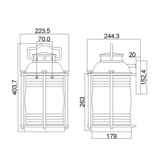 Kichler KL-ASHLANDBAY2-L Ashland Bay Outdoor IP44 1 Light Large Wall Lantern in a Weathered Zinc Finish