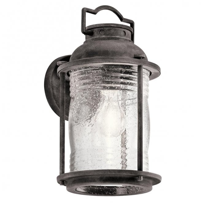 Kichler KL-ASHLANDBAY2-M Ashland Bay Outdoor IP44 1 Light Medium Wall Lantern in a Weathered Zinc Finish