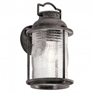KL-ASHLANDBAY2-M Ashland Bay Outdoor IP44 1 Light Medium Wall Lantern in a Weathered Zinc Finish