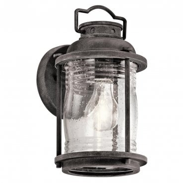 KL-ASHLANDBAY2-S Ashland Bay Outdoor IP44 1 Light Small Wall Lantern in a Weathered Zinc Finish