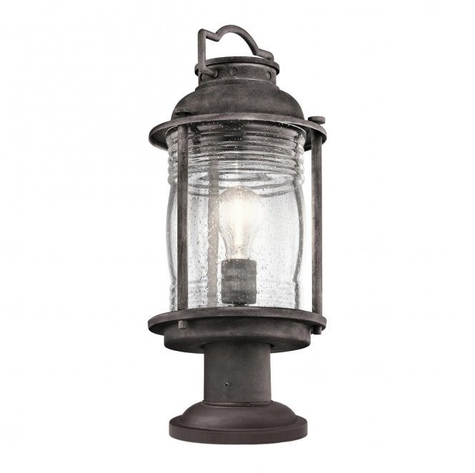 Kichler KL-ASHLANDBAY3-M Ashland Bay Outdoor IP44 1 Light Medium Pedestal Lantern in a Weathered Zinc Finish