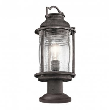 KL-ASHLANDBAY3-M Ashland Bay Outdoor IP44 1 Light Medium Pedestal Lantern in a Weathered Zinc Finish