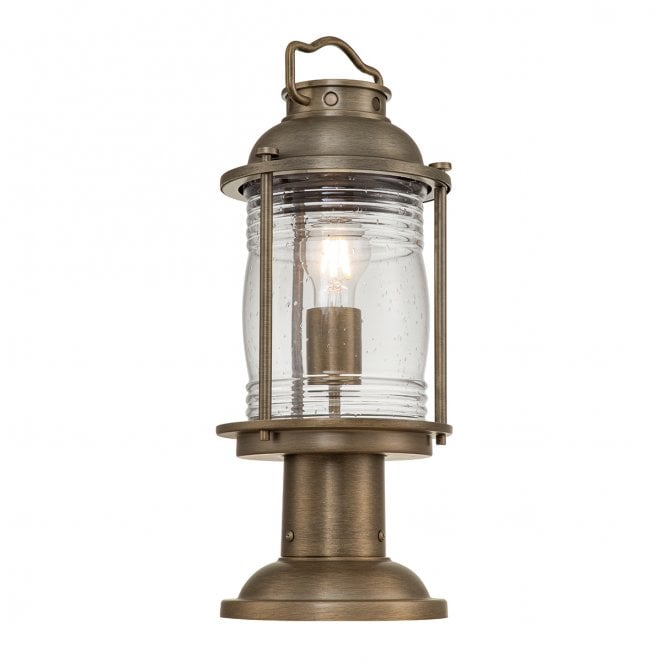 Kichler KL-ASHLANDBAY3-M-BU Ashland Bay Outdoor IP44 1 Light Medium Pedestal Lantern in a Burnished Bronze Finish