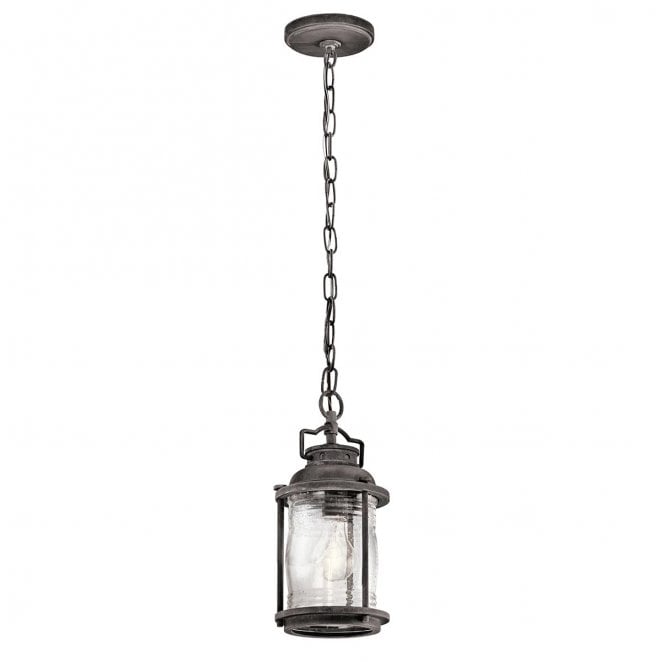 Kichler KL-ASHLANDBAY8-S Ashland Bay Outdoor IP44 1 Light Small Chain Lantern in a Weathered Zinc Finish
