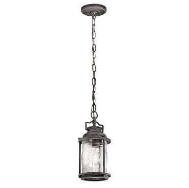 KL-ASHLANDBAY8-S Ashland Bay Outdoor IP44 1 Light Small Chain Lantern in a Weathered Zinc Finish
