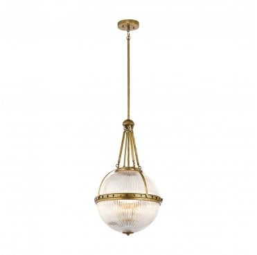 KL-ASTER-P-NBR Aster 3 Light Pendant in a Natural Brass Finish