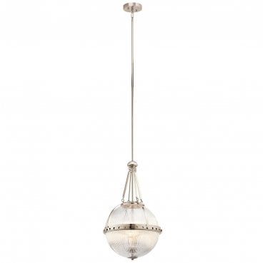 KL-ASTER-P-PN Aster 3 Light Pendant in a Polished Nickel Finish