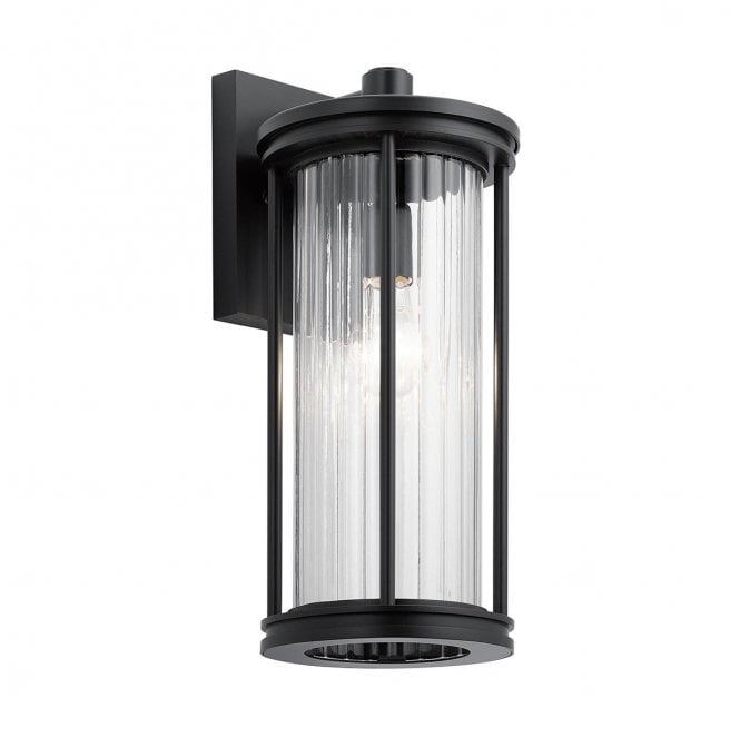 Kichler KL-BARRAS2-M-BK Barras Outdoor IP44 1 Light Medium Wall Lantern in a Black Finish