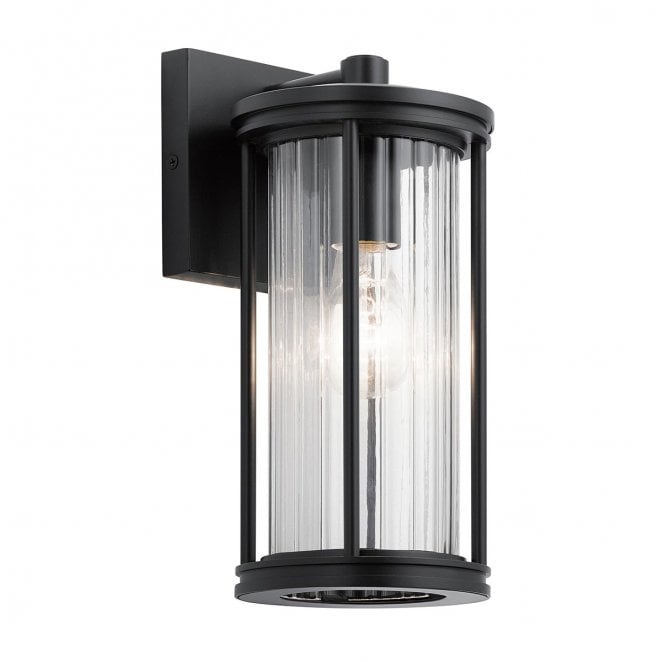 Kichler KL-BARRAS2-S-BK Barras Outdoor IP44 1 Light Small Wall Lantern in a Black Finish