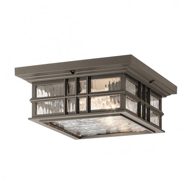 Kichler KL-BEACON-SQUARE-F-OZ Beacon Square Outdoor IP44 2 Light Flush Mount in an Old Bronze Finish