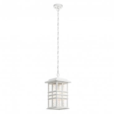 KL-BEACON-SQUARE8-WHT Beacon Square Outdoor IP44 1 Light Chain Lantern in a White Finish