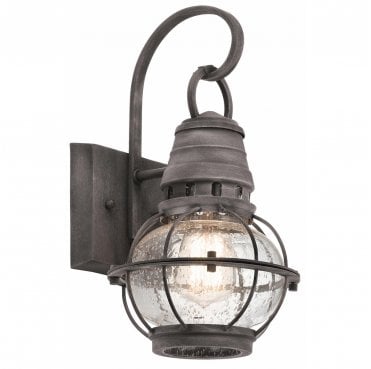 KL-BRIDGEPOINT-S Bridgepoint Outdoor IP44 1 Light Small Wall Lantern in a Weathered Zinc Finish