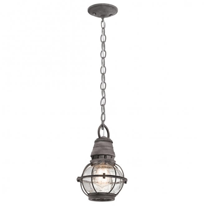 Kichler KL-BRIDGEPOINT8S Bridge Point Outdoor IP44 1 Light Small Chain Lantern in a Weathered Zinc Finish