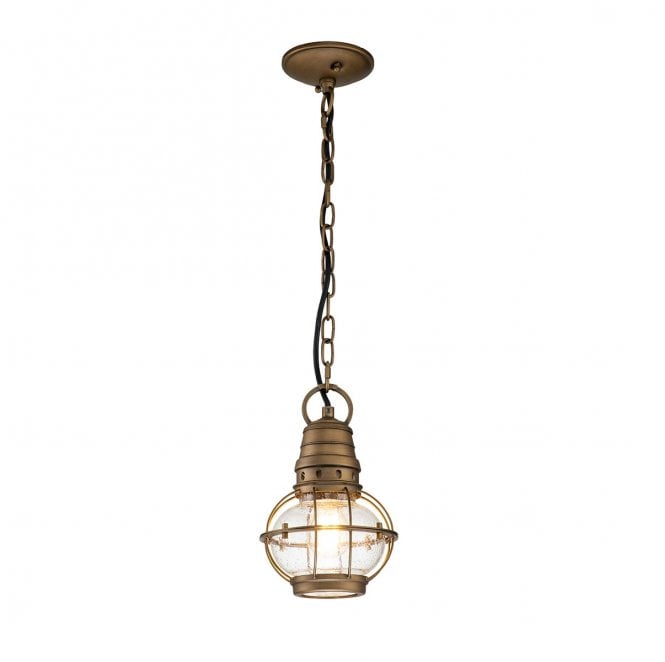 Kichler KL-BRIDGEPOINT8S-NBR Bridgepoint Outdoor IP44 1 Light Small Chain Lantern in a Natural Brass Finish
