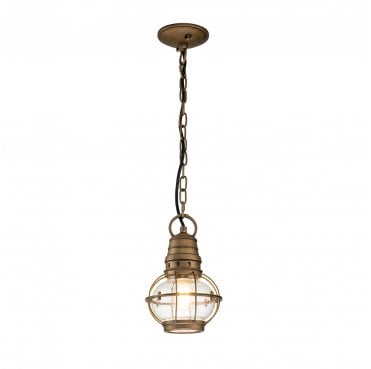 KL-BRIDGEPOINT8S-NBR Bridgepoint Outdoor IP44 1 Light Small Chain Lantern in a Natural Brass Finish
