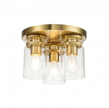 KL-BRINLEY-F-BB Brinley 3 Light Flush Light in a Brushed Brass Finish