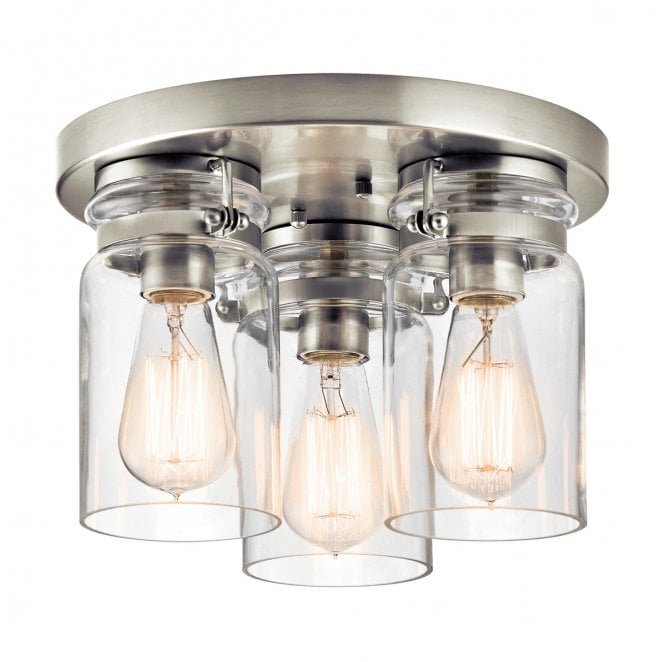 Kichler KL-BRINLEY-F-NI Brinley 3 Light Flush Light in a Brushed Nickel Finish