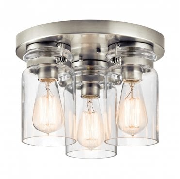 KL-BRINLEY-F-NI Brinley 3 Light Flush Light in a Brushed Nickel Finish