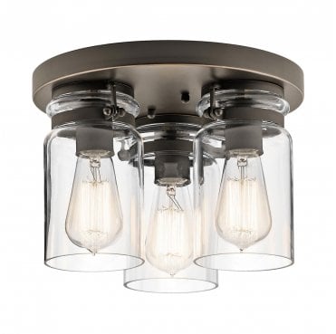 KL-BRINLEY-F-OZ Brinley 3 Light Flush in an Old Bronze Finish