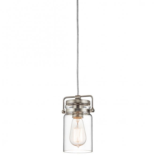 Kichler KL-BRINLEY-MP-NI Brinley 1 Light Mini Pendant in a Brushed Nickel Finish