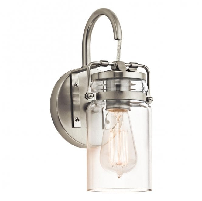 Kichler KL-BRINLEY1-NI Brinley 1 Light Wall Light in a Brushed Nickel Finish