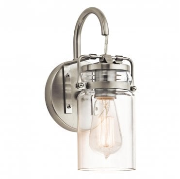 KL-BRINLEY1-NI Brinley 1 Light Wall Light in a Brushed Nickel Finish