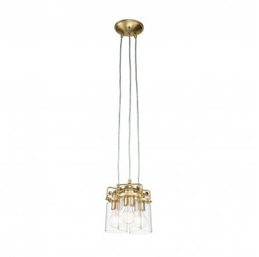 KL-BRINLEY3-BB Brinley 3 Light Pendant in a Brushed Brass Finish