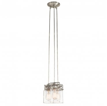 KL-BRINLEY3-NI Brinley 3 Light Pendant in a Brushed Nickel Finish