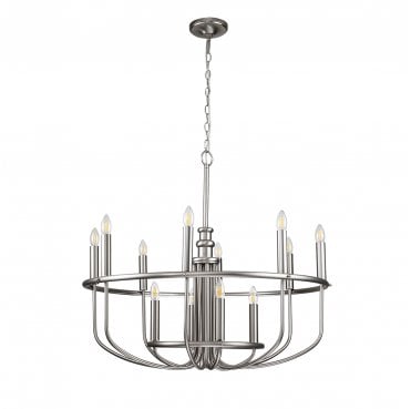 KL-CAPITOL-HILL12-BN Capitol Hill 12 Light Chandelier in a Brushed Nickel Finish