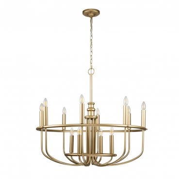 KL-CAPITOL-HILL12-PNBR Capitol Hill 12 Light Chandelier in a Painted Natural Brass Finish